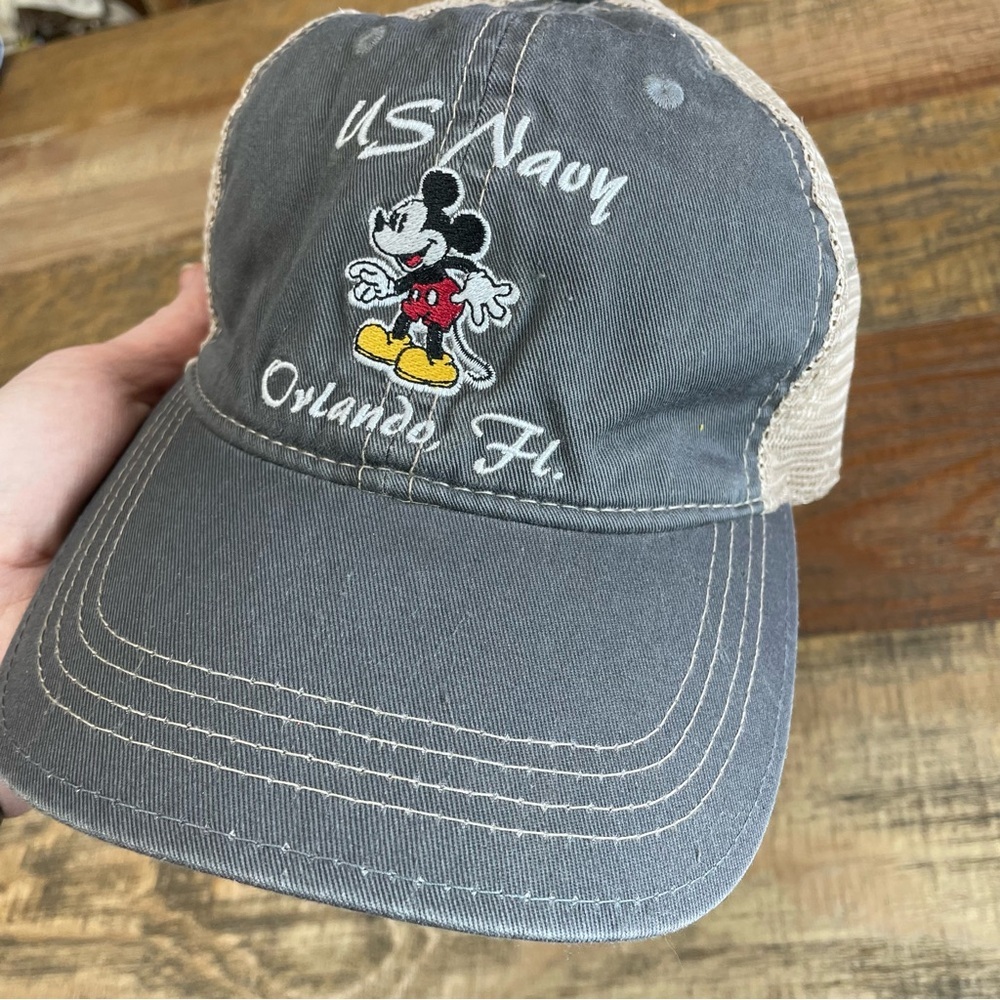 Disney Mickey Mouse Navy Strap Back Hat Cap Champion Gray Military FL Mens